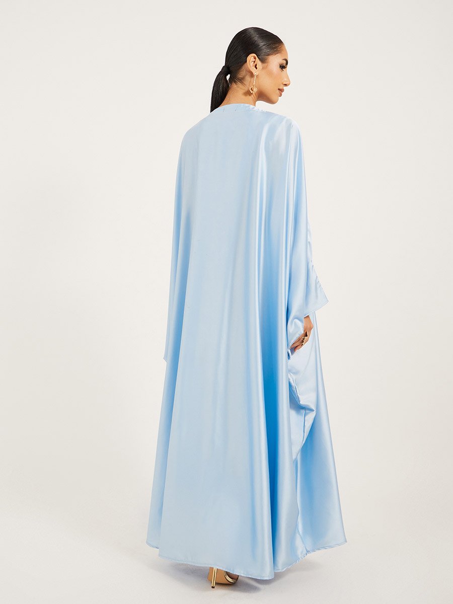 Embroidered Detail Abaya With Slip Dress and Hijab