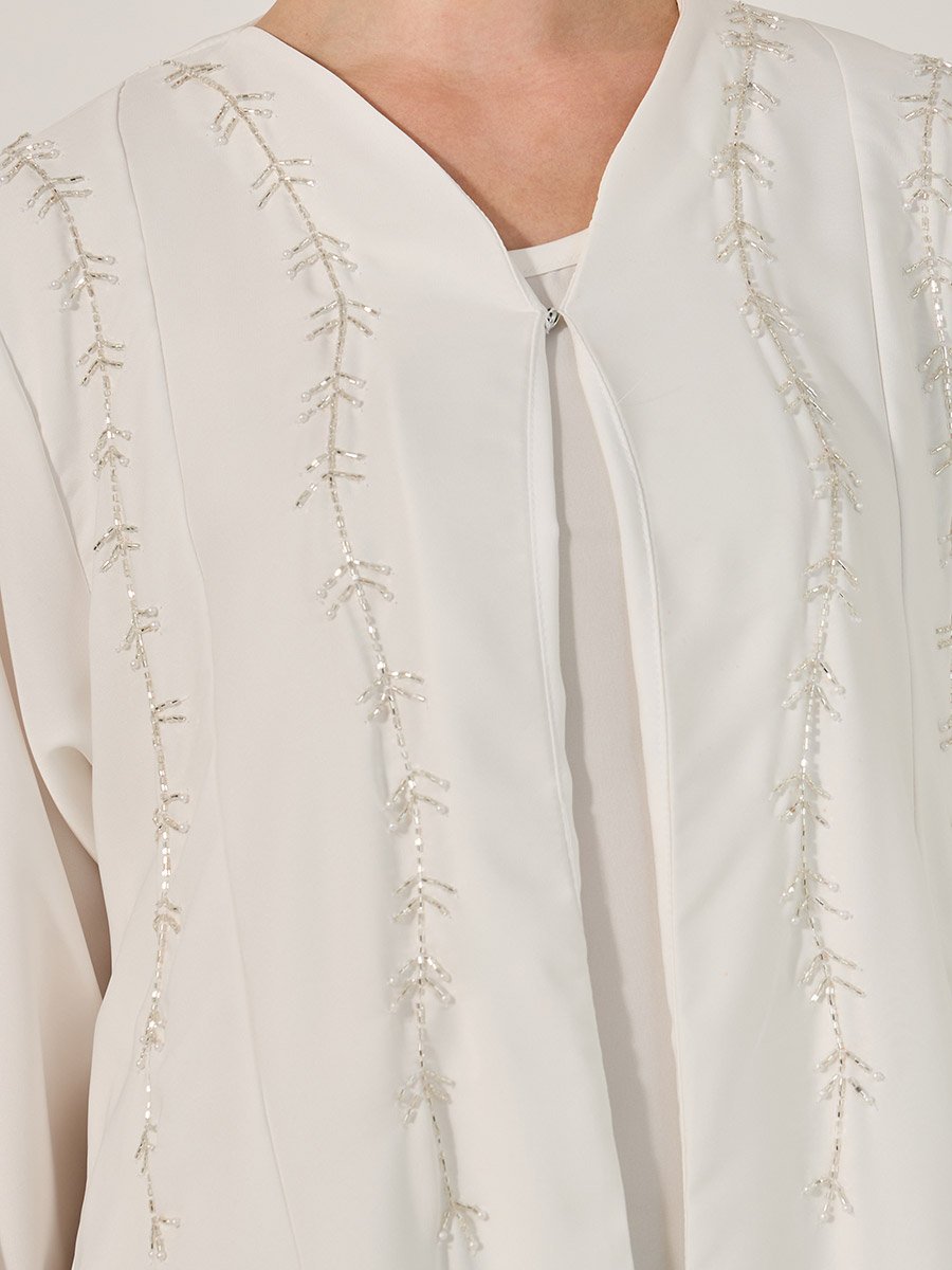Embellished Flared Abaya with Inner Dress and Hijab