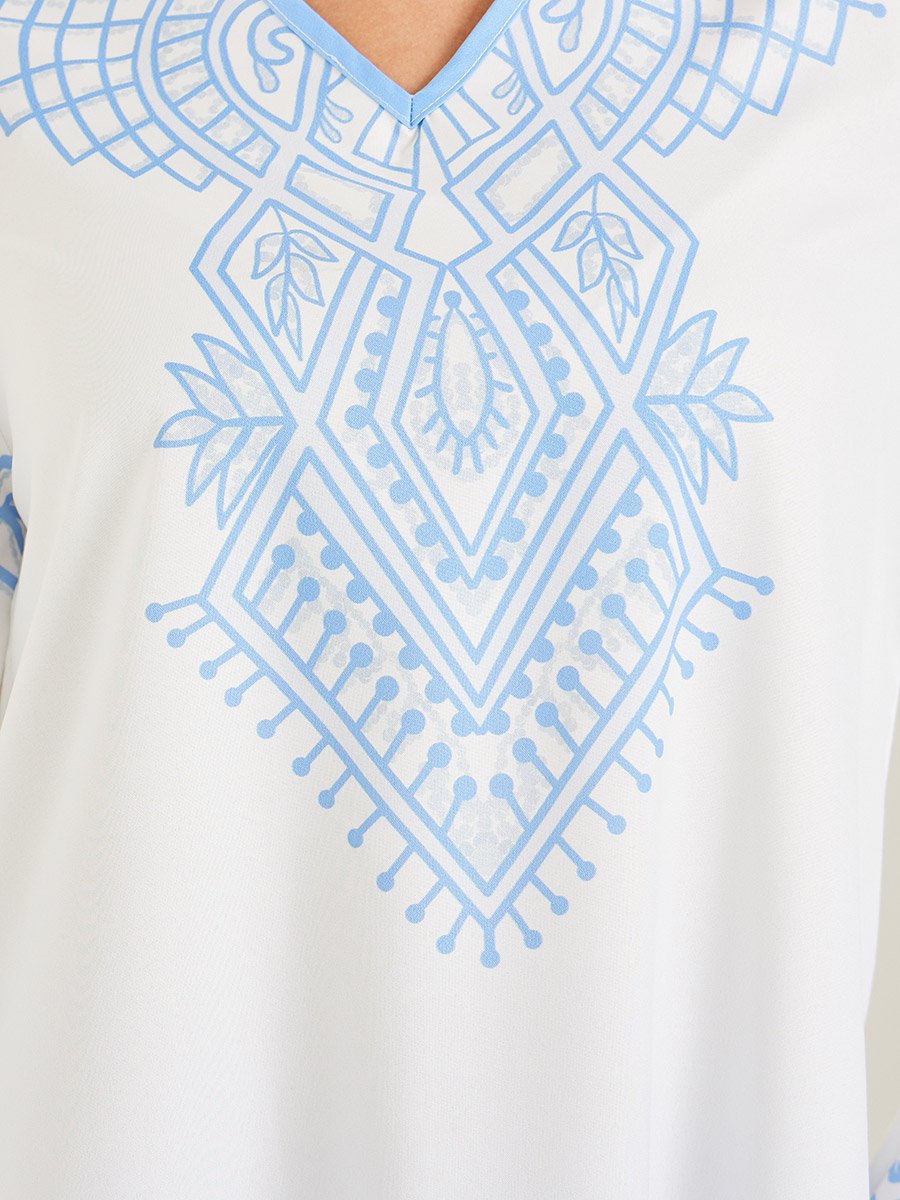 Ombre Print A-Line Jalabiya with Flared Sleeves