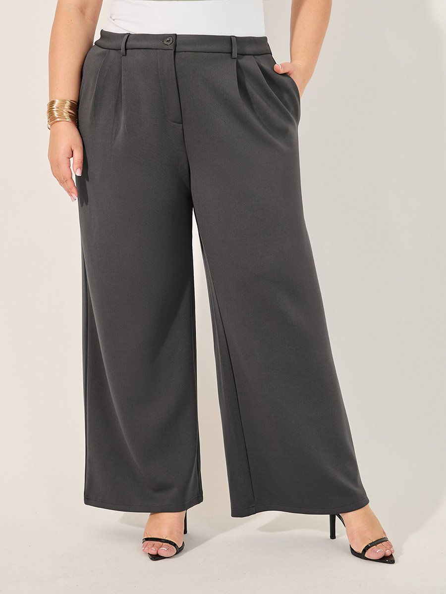 Solid Wide leg tailored trouser