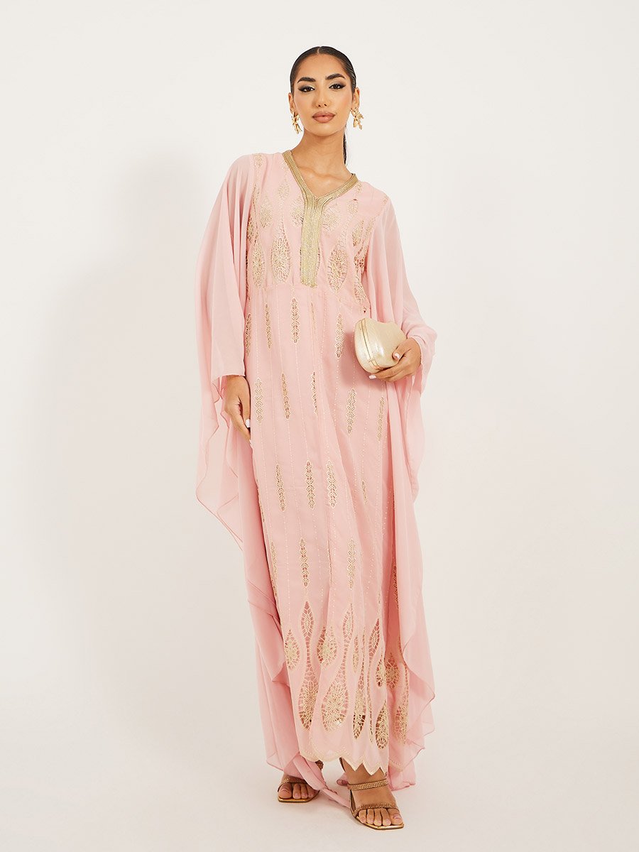 Embroidered Batwing Sleeve Jalabiya