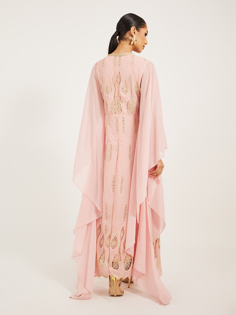 Embroidered Batwing Sleeve Jalabiya