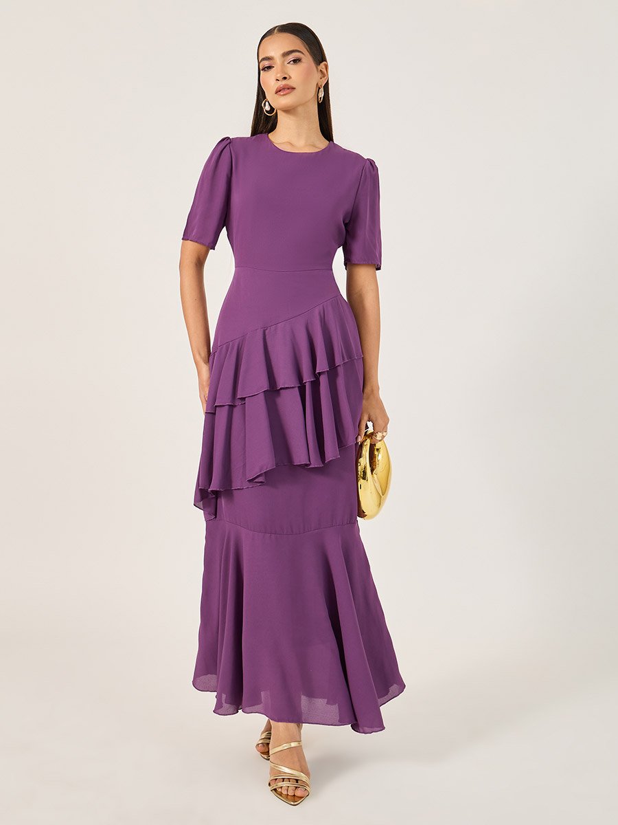 Solid Cuban Collar A-Line Shirt Maxi Dress For Women at Bahrain | Styli