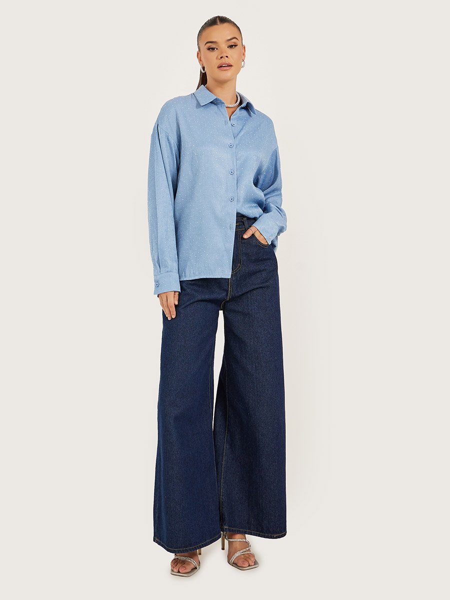 Embellished Spread Collar Regular Fit Shirt