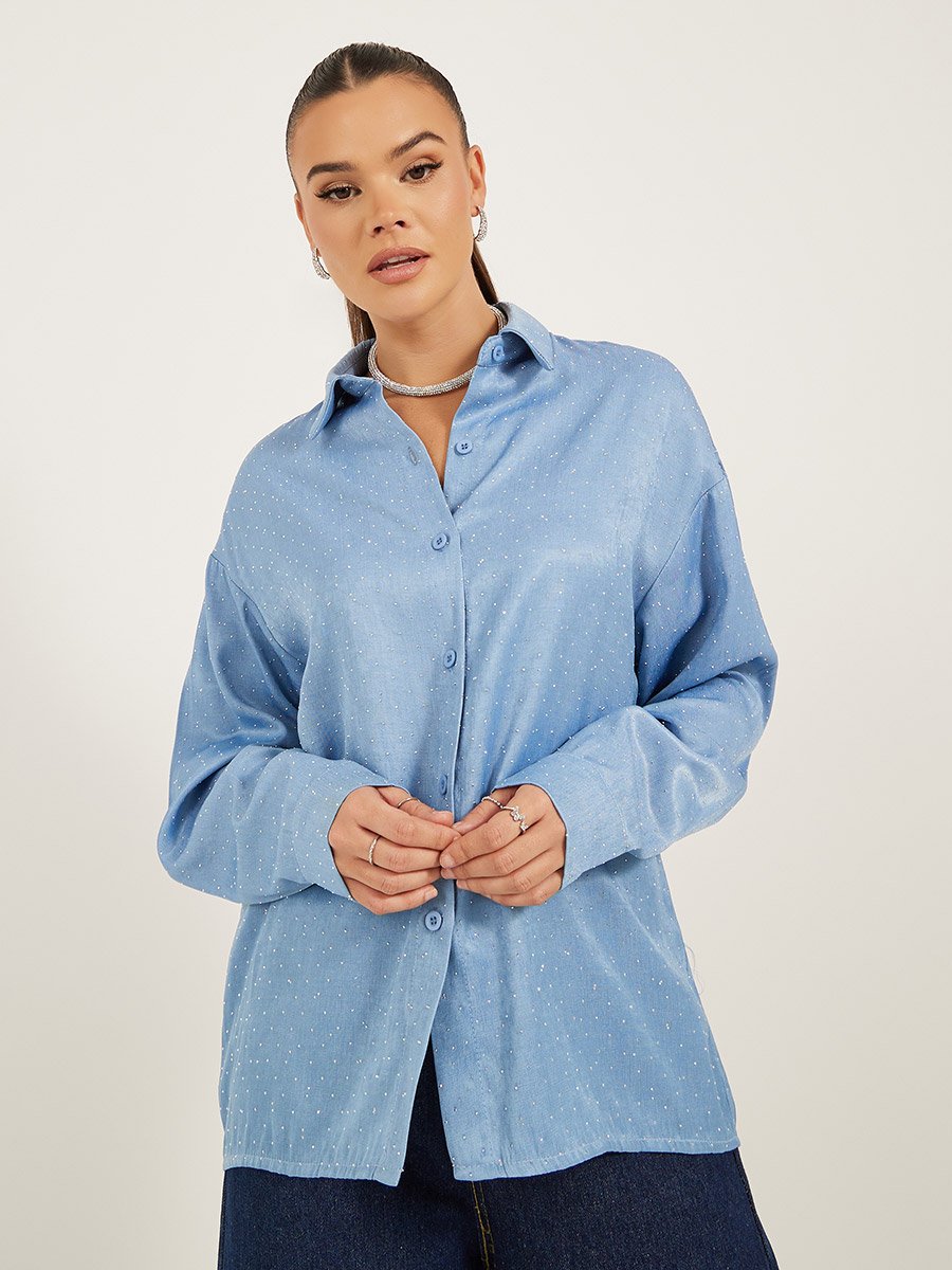 Embellished Spread Collar Regular Fit Shirt