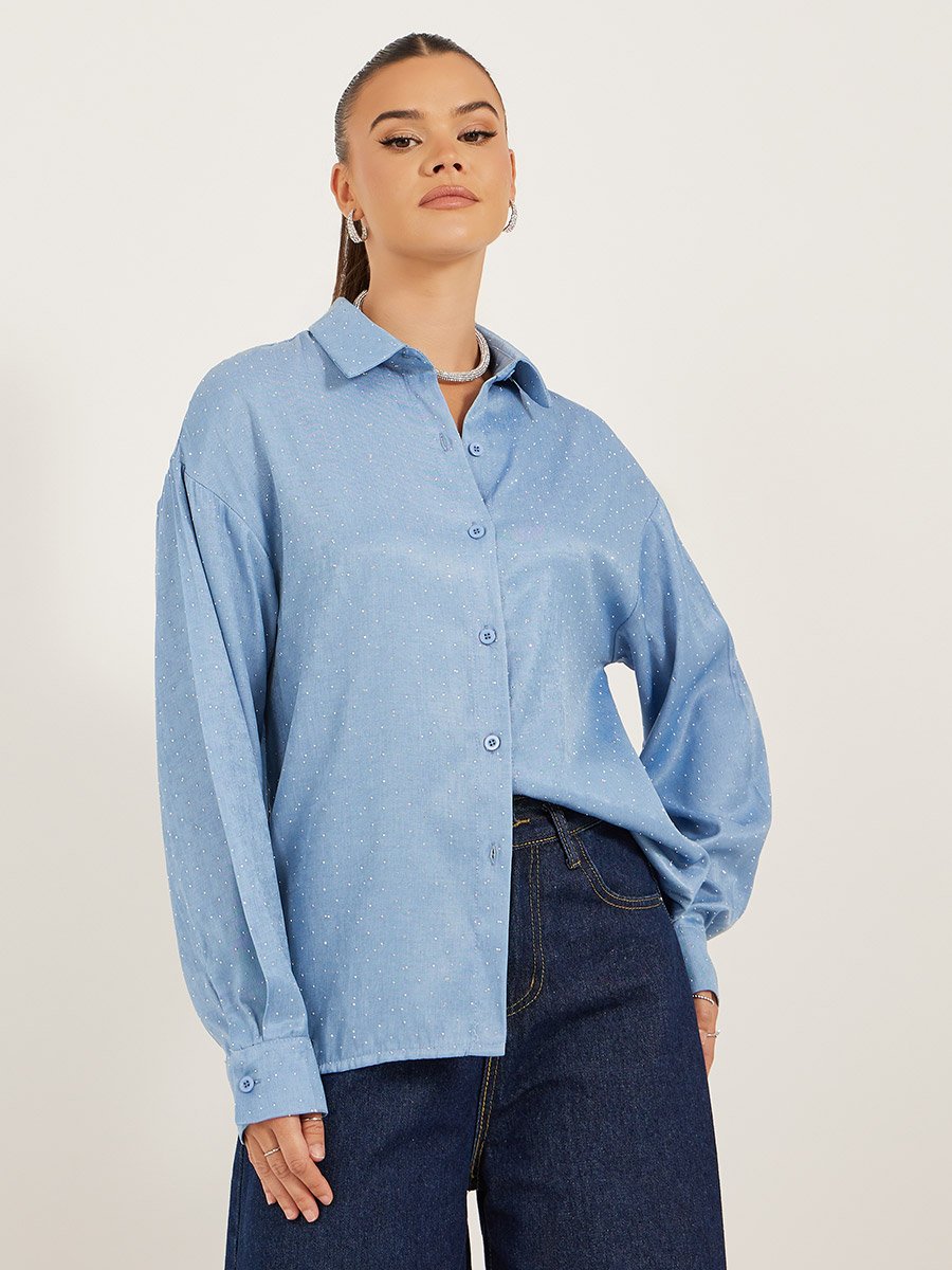 Embellished Spread Collar Regular Fit Shirt