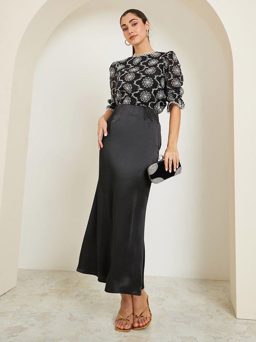 Women Black Embroidered Blouse