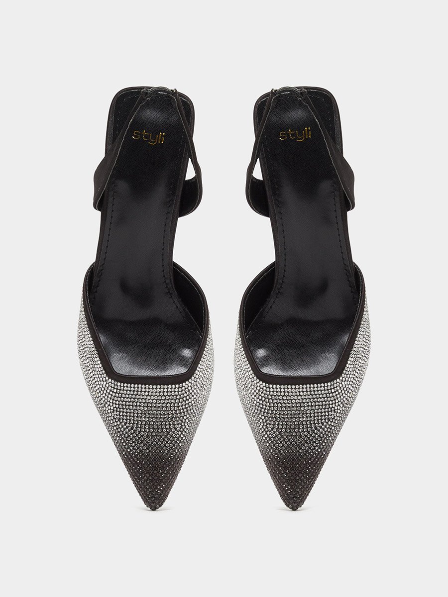 Embellished Ankle Strap Stiletto Heel Shoes