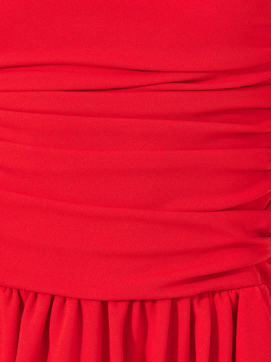 Plain Ruched Strapless A-Line Knee-Length Dress