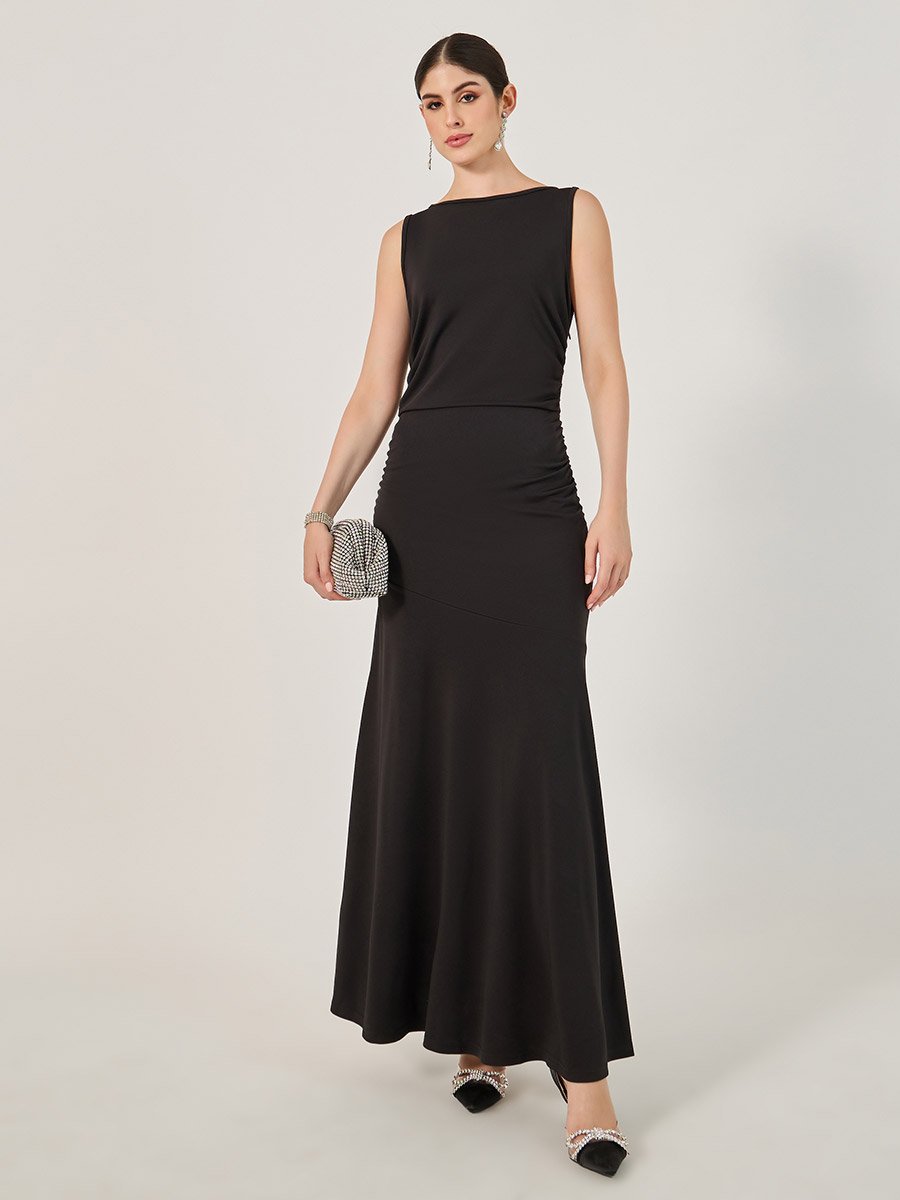 Plain Sleeveless Mermaid Maxi Dress