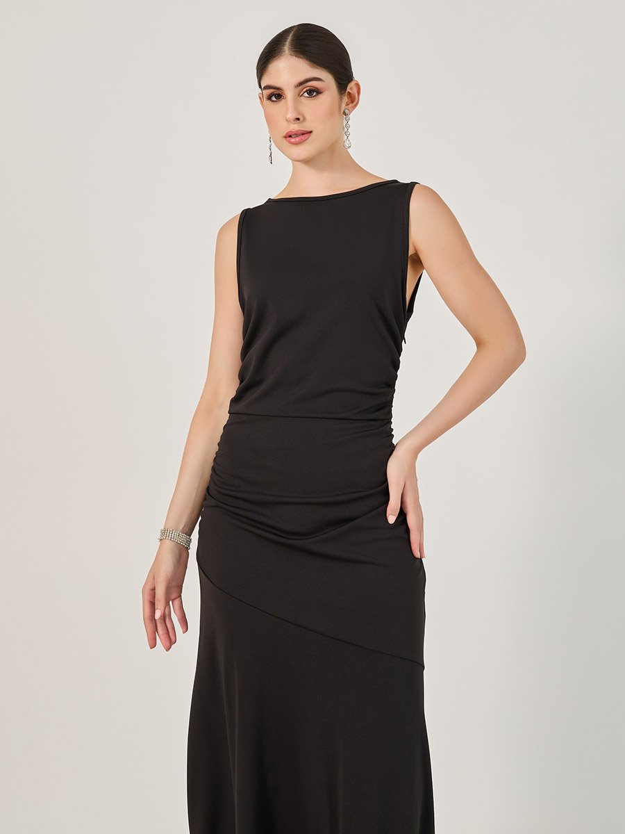 Plain Sleeveless Mermaid Maxi Dress