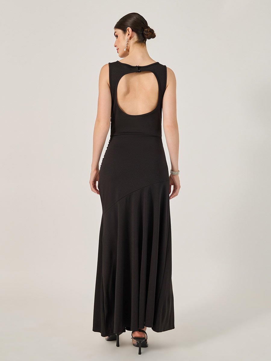 Plain Sleeveless Mermaid Maxi Dress