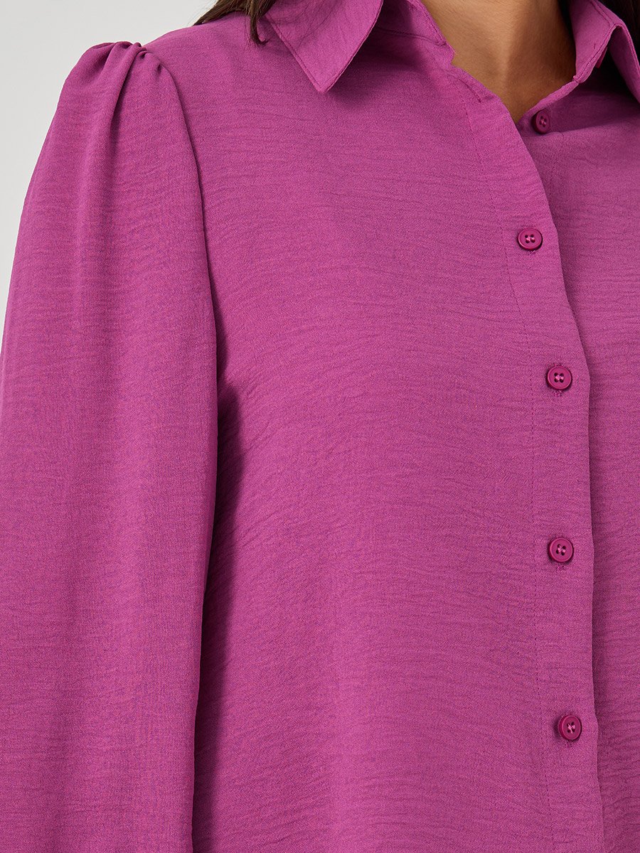 Pink Solid Long Sleeve Blouse
