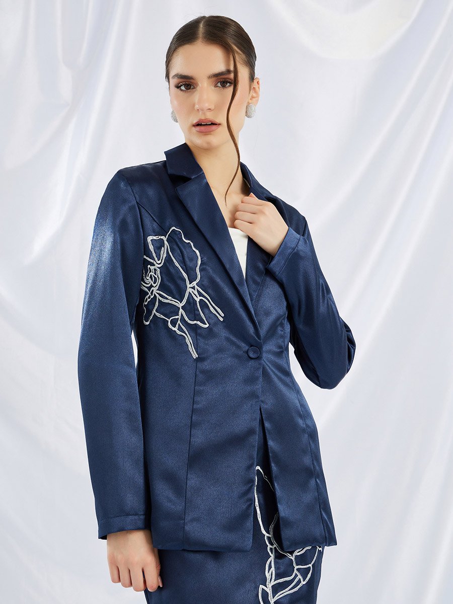 Embellished Regular Fit Regular Length Blazer