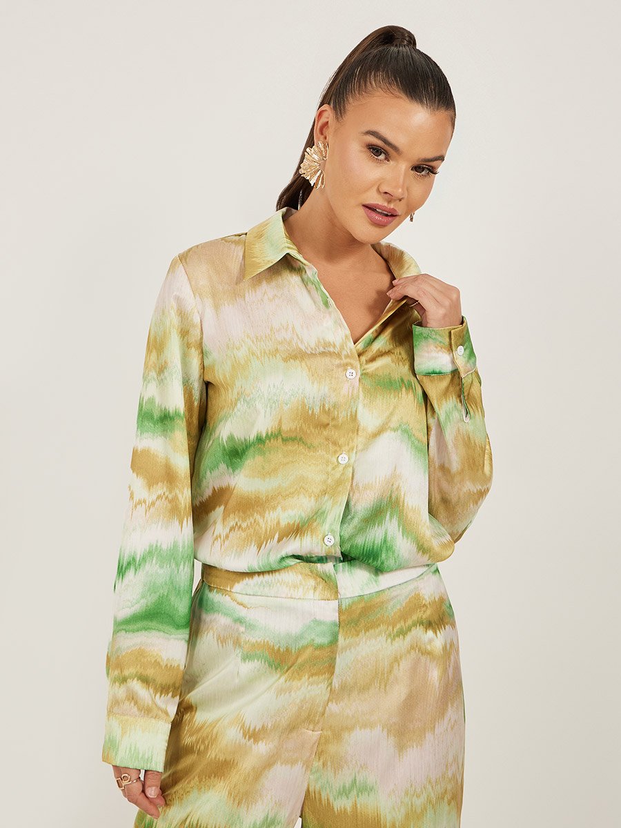 Ombre Print Buttoned Oversized Shirt