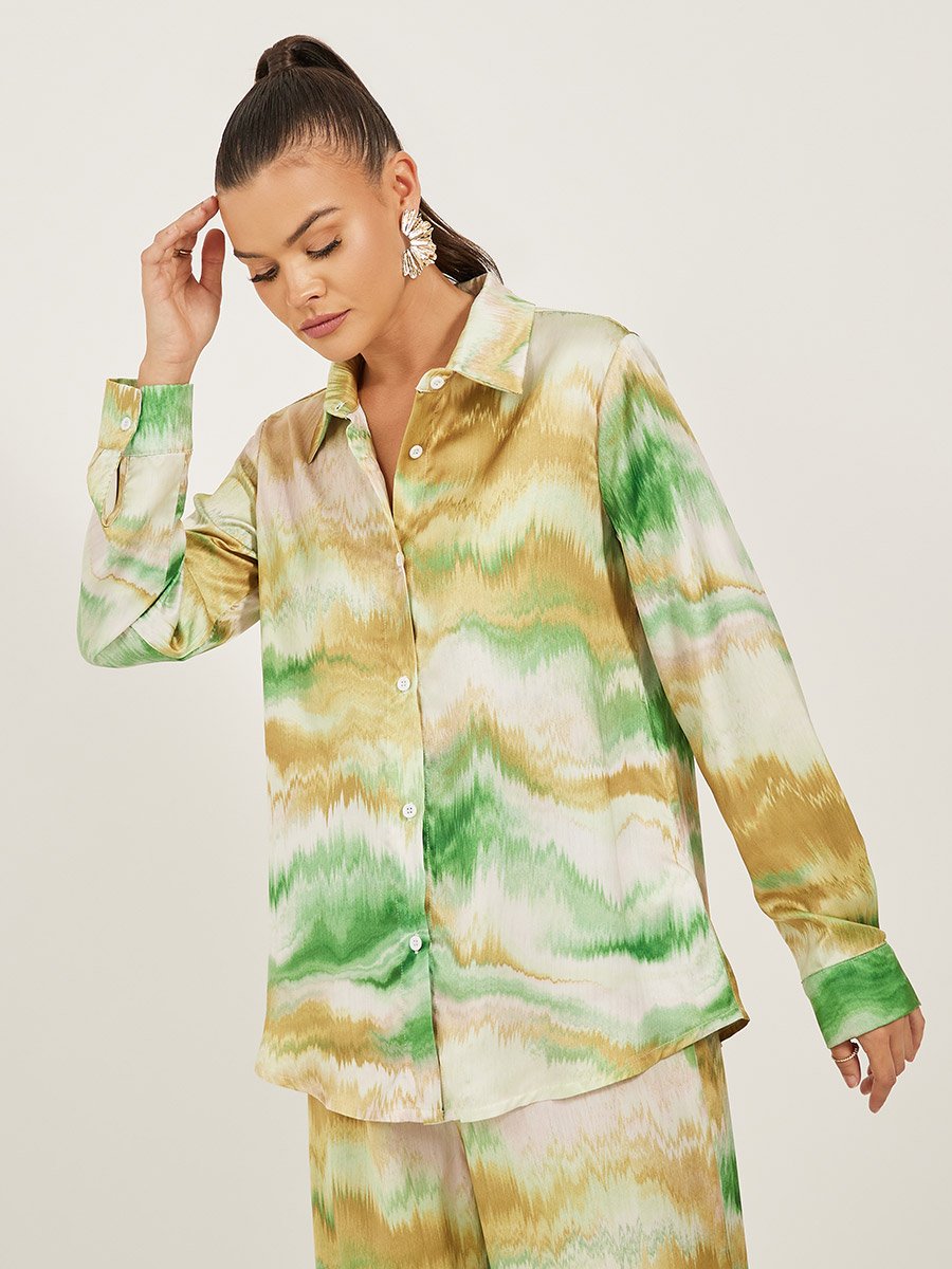 Ombre Print Buttoned Oversized Shirt