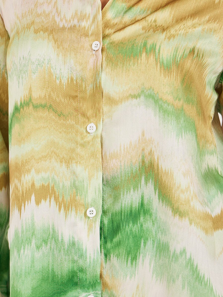 Ombre Print Buttoned Oversized Shirt