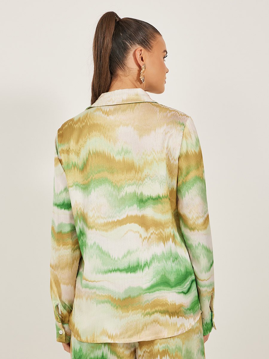 Ombre Print Buttoned Oversized Shirt