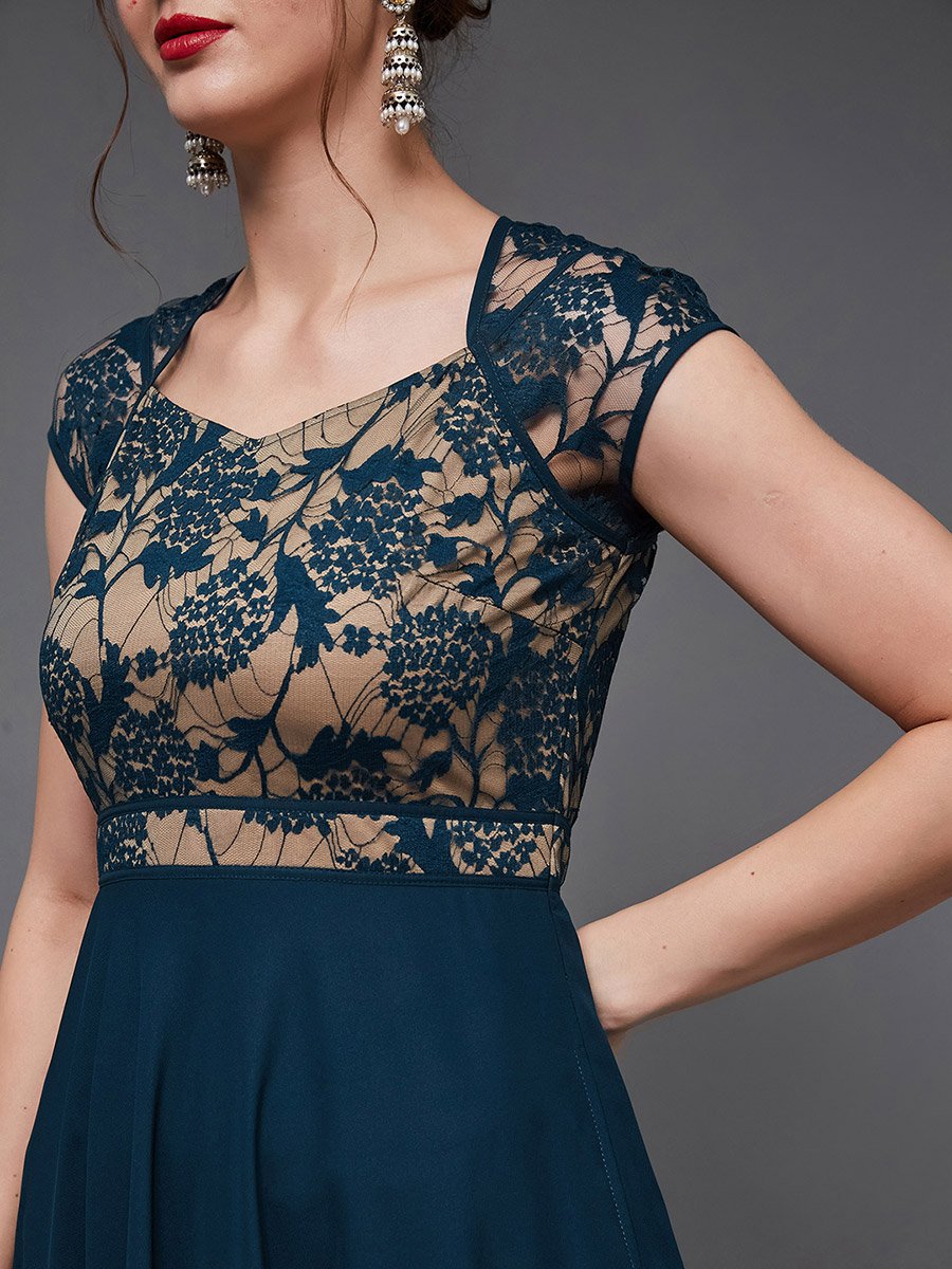 forever 21 purple lace dress Miss Circle Women Elsie Purple Lace and Crepe Mini Dress main image 1