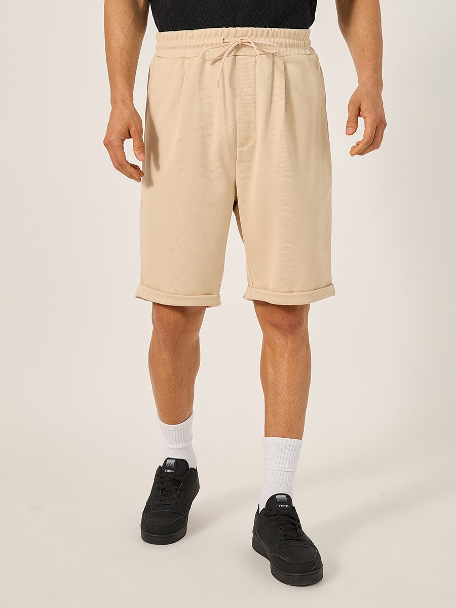 Solid Turn-Up Hem Shorts