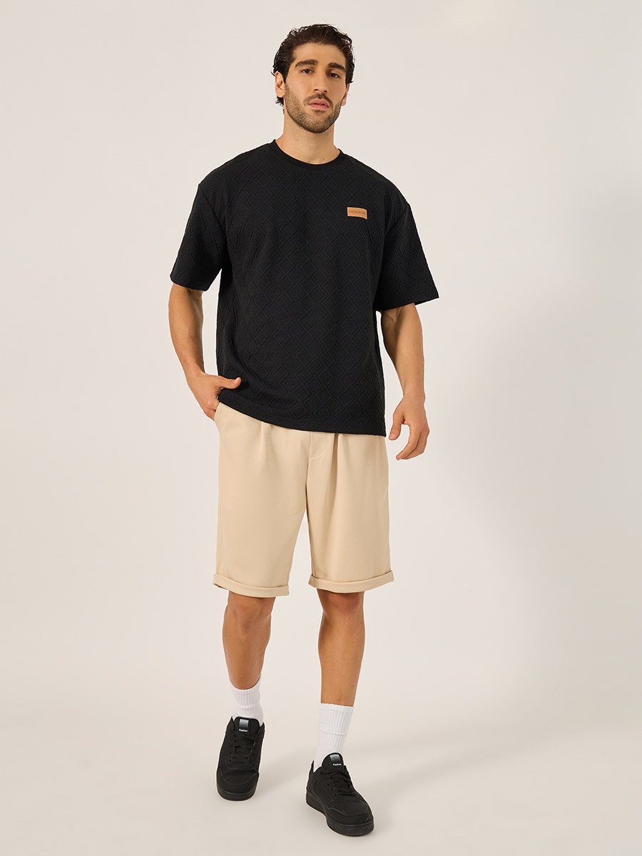 Solid Turn-Up Hem Shorts