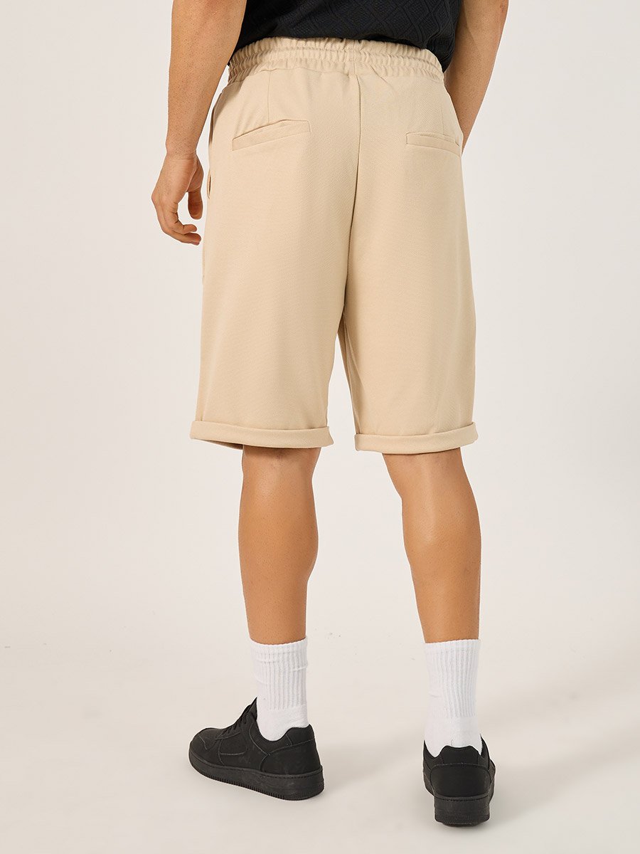 Solid Turn-Up Hem Shorts