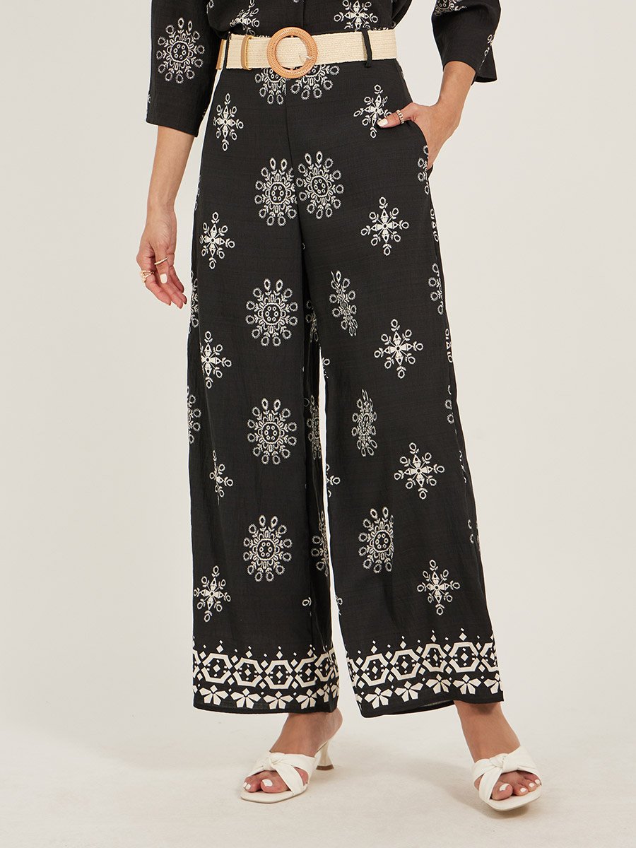 Regular Fit Printed Shirt and Wide Leg Trousers Co-Ords
