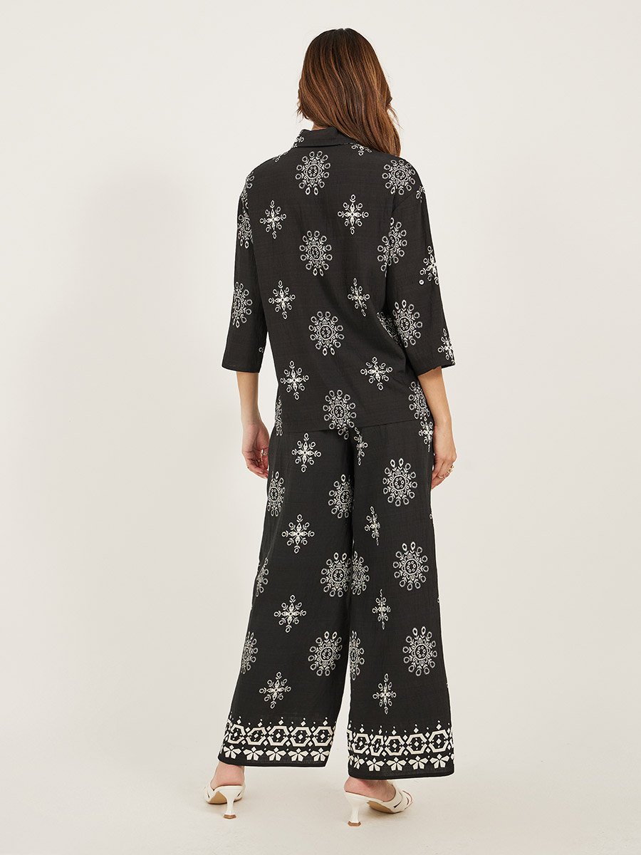 Regular Fit Printed Shirt and Wide Leg Trousers Co-Ords