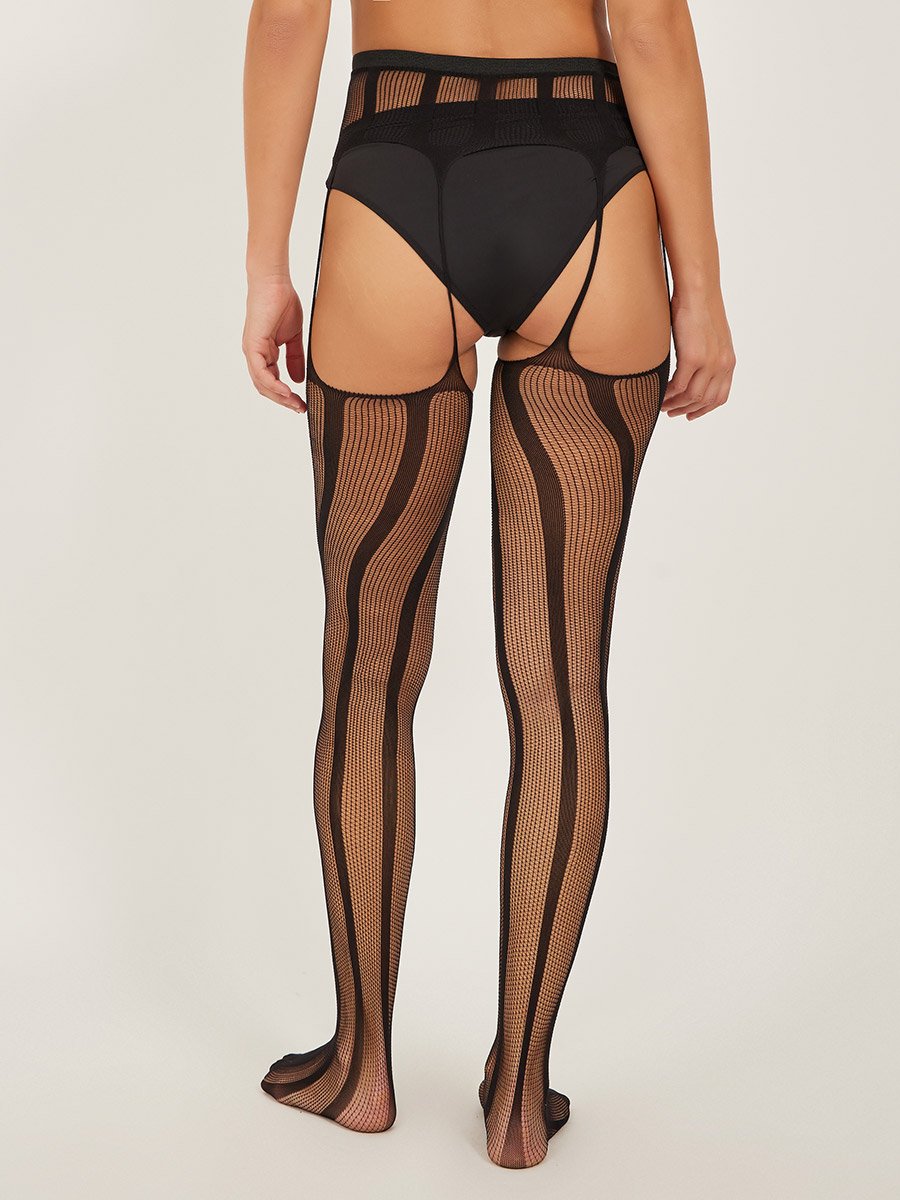 Striped Garter Belt Stockings For Women at Bahrain | Styli Striped Garter Belt Stockings For Women at Bahrain | Styli