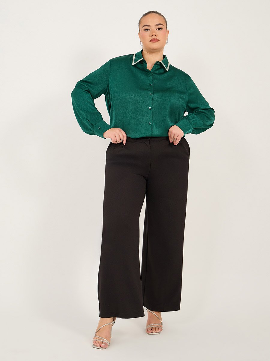 Plus Size Embellished Collar Shirt