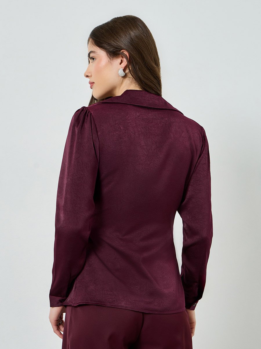 Satin Tie-Up Waist Wrap Longline Top