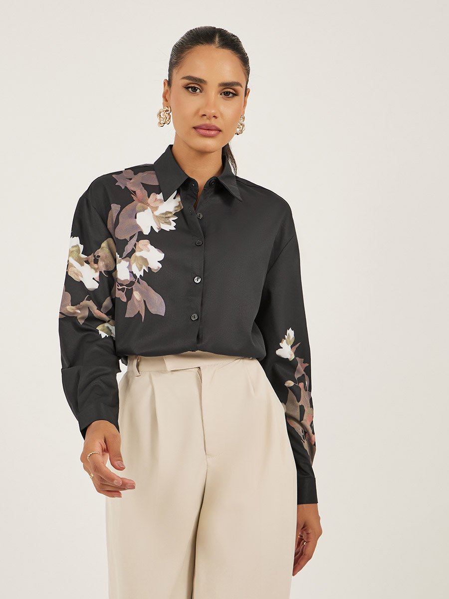 Floral Print Long Sleeve Regular Fit Shirt