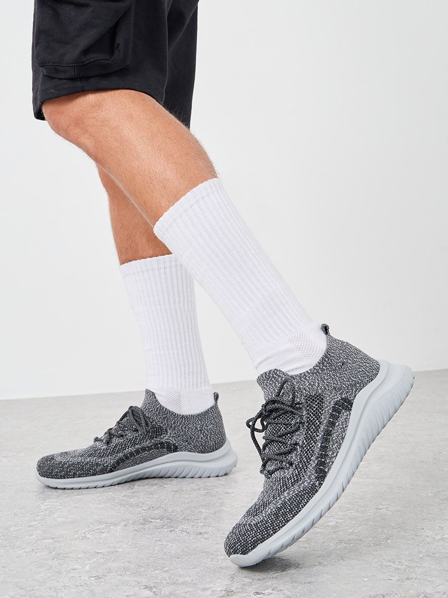 Knitted Slip In Lace Up Sneakers