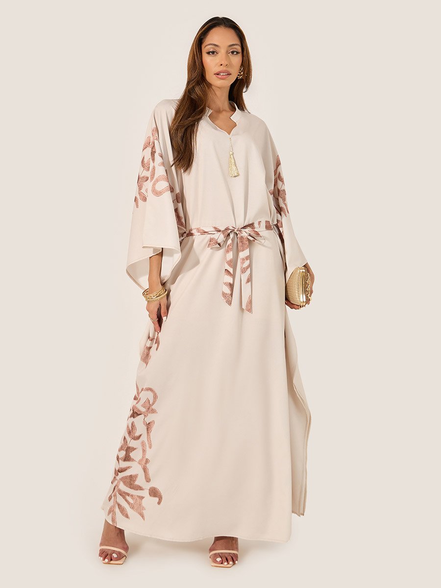 Printed Waist Tie-Up Kaftan with Tassel Detail
