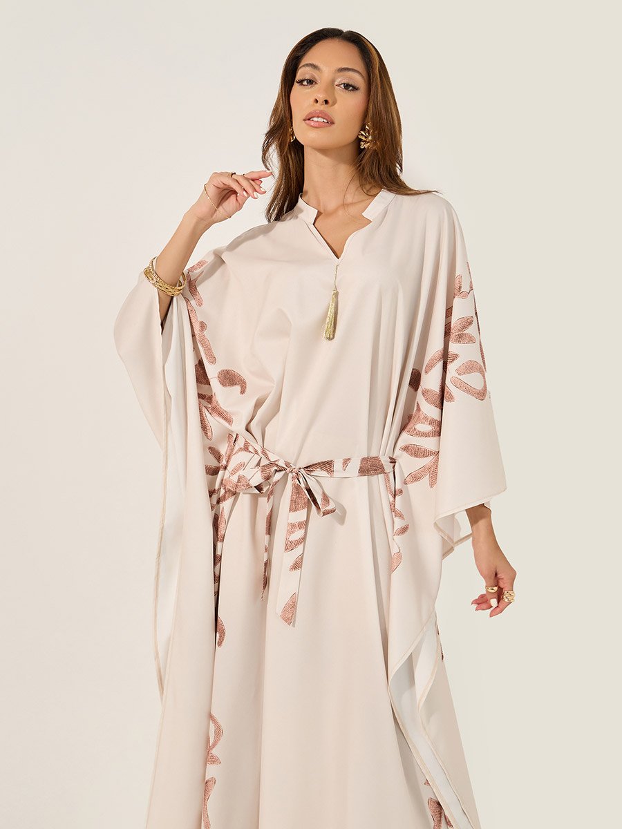 Printed Waist Tie-Up Kaftan with Tassel Detail