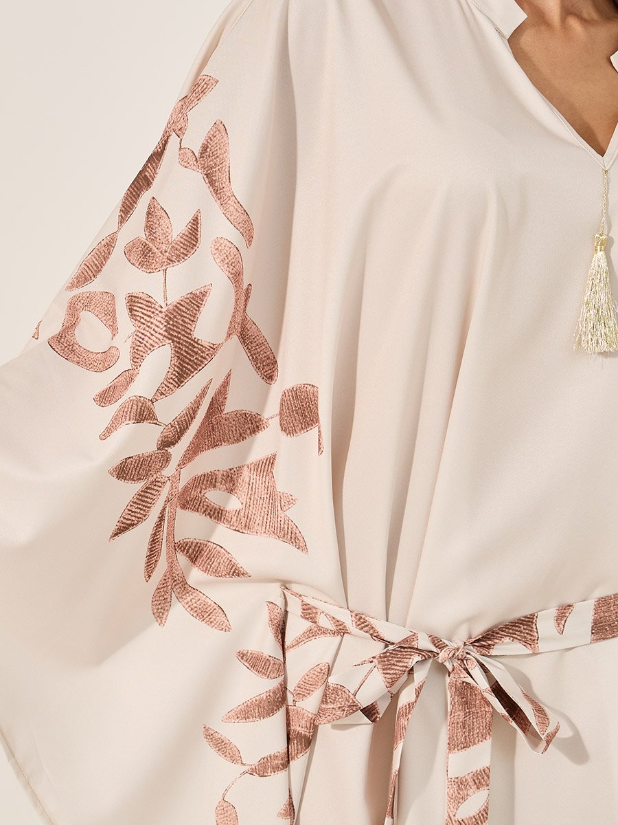 Printed Waist Tie-Up Kaftan with Tassel Detail