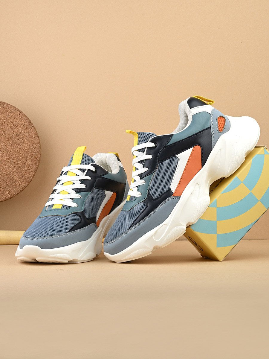 Color Block Chunky Sole Lace Up Sneakers