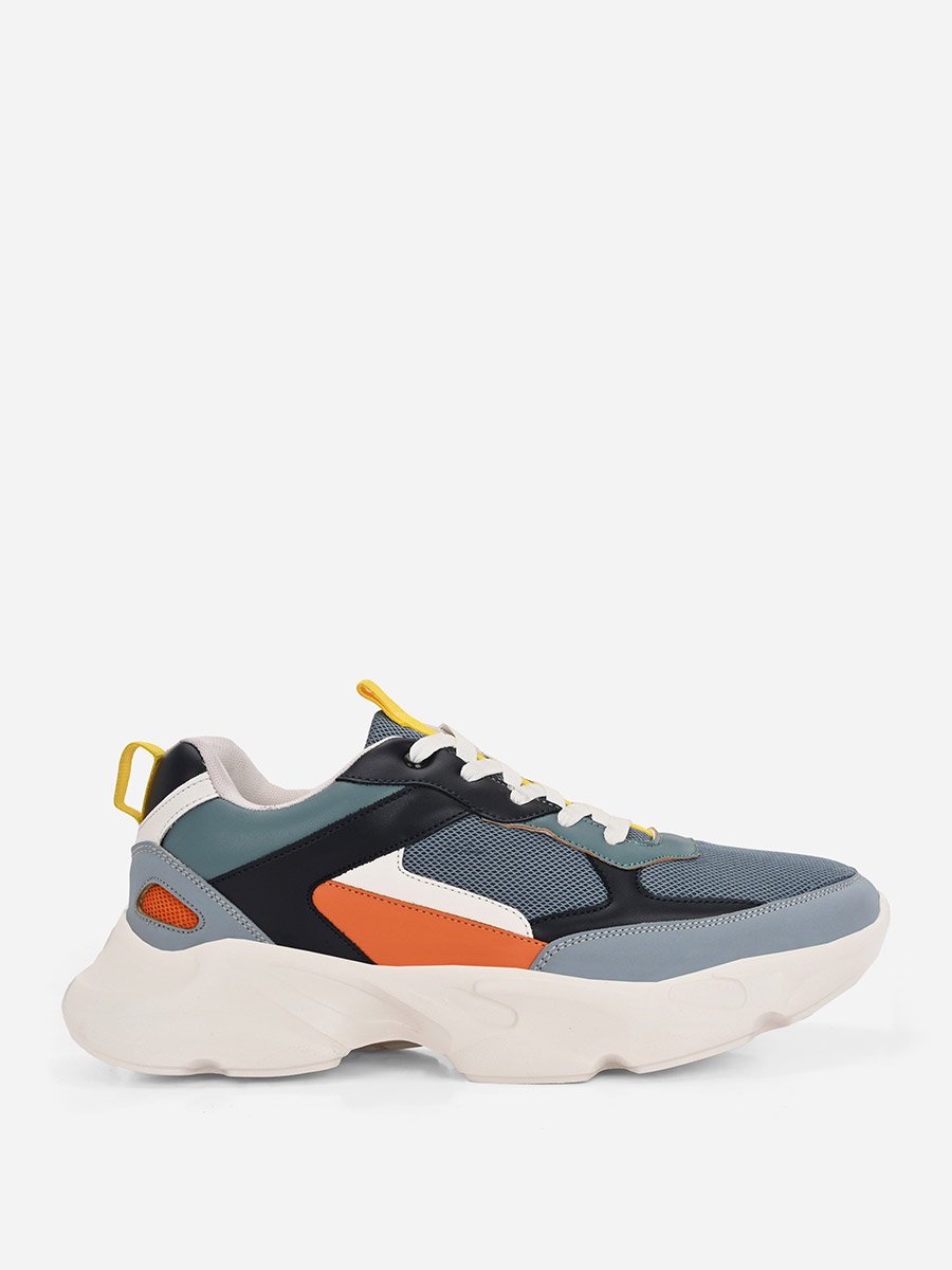 Color Block Chunky Sole Lace Up Sneakers