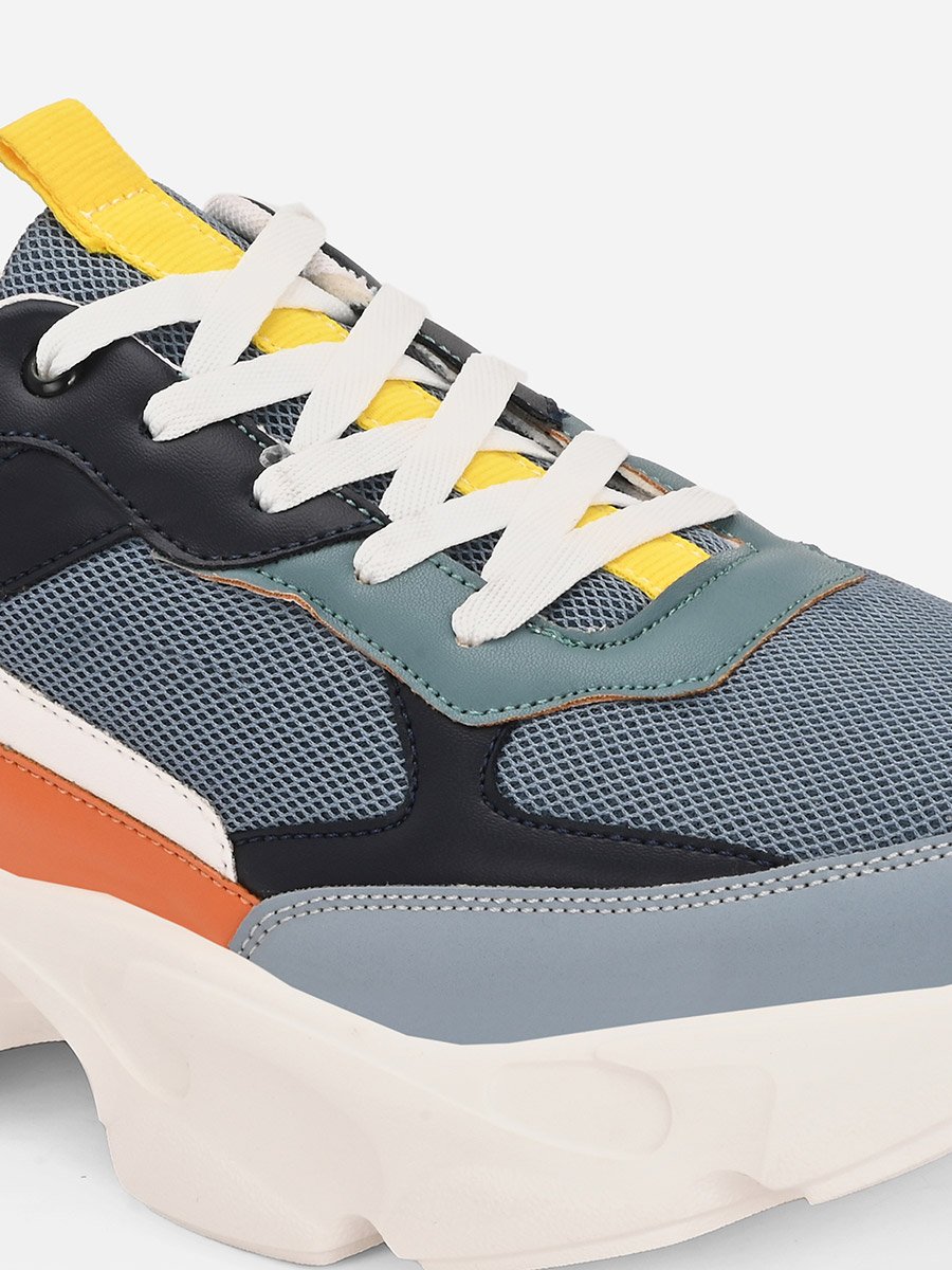 Color Block Chunky Sole Lace Up Sneakers