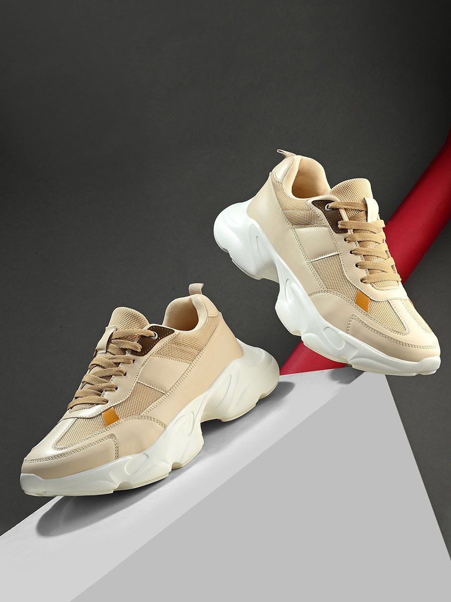 Color Block Chunky Sole Lace Up Sneakers