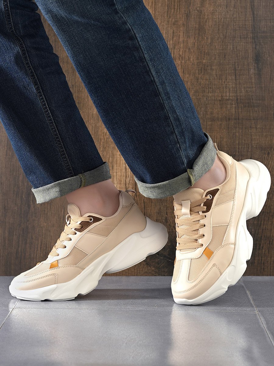 Color Block Chunky Sole Lace Up Sneakers