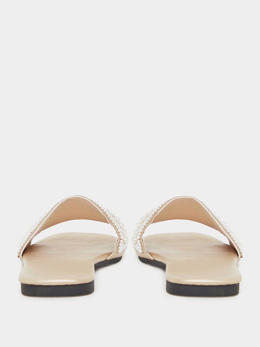 Embellished Pearl Flat Sandals