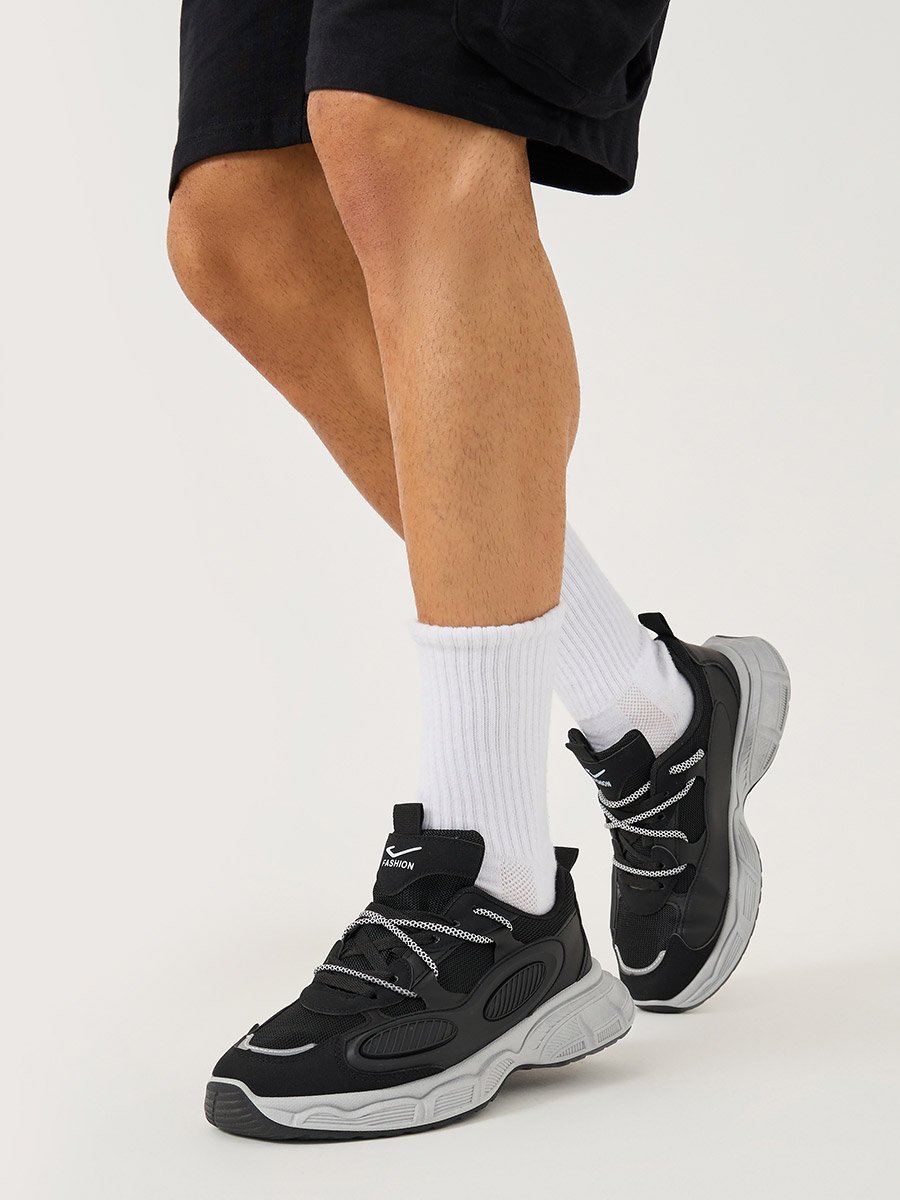 Textured Chunky Sole Lace Up Sneakers