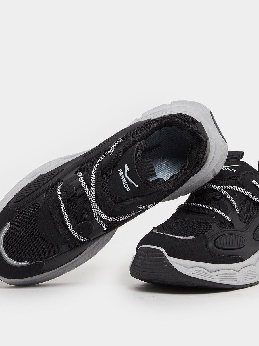 Textured Chunky Sole Lace Up Sneakers