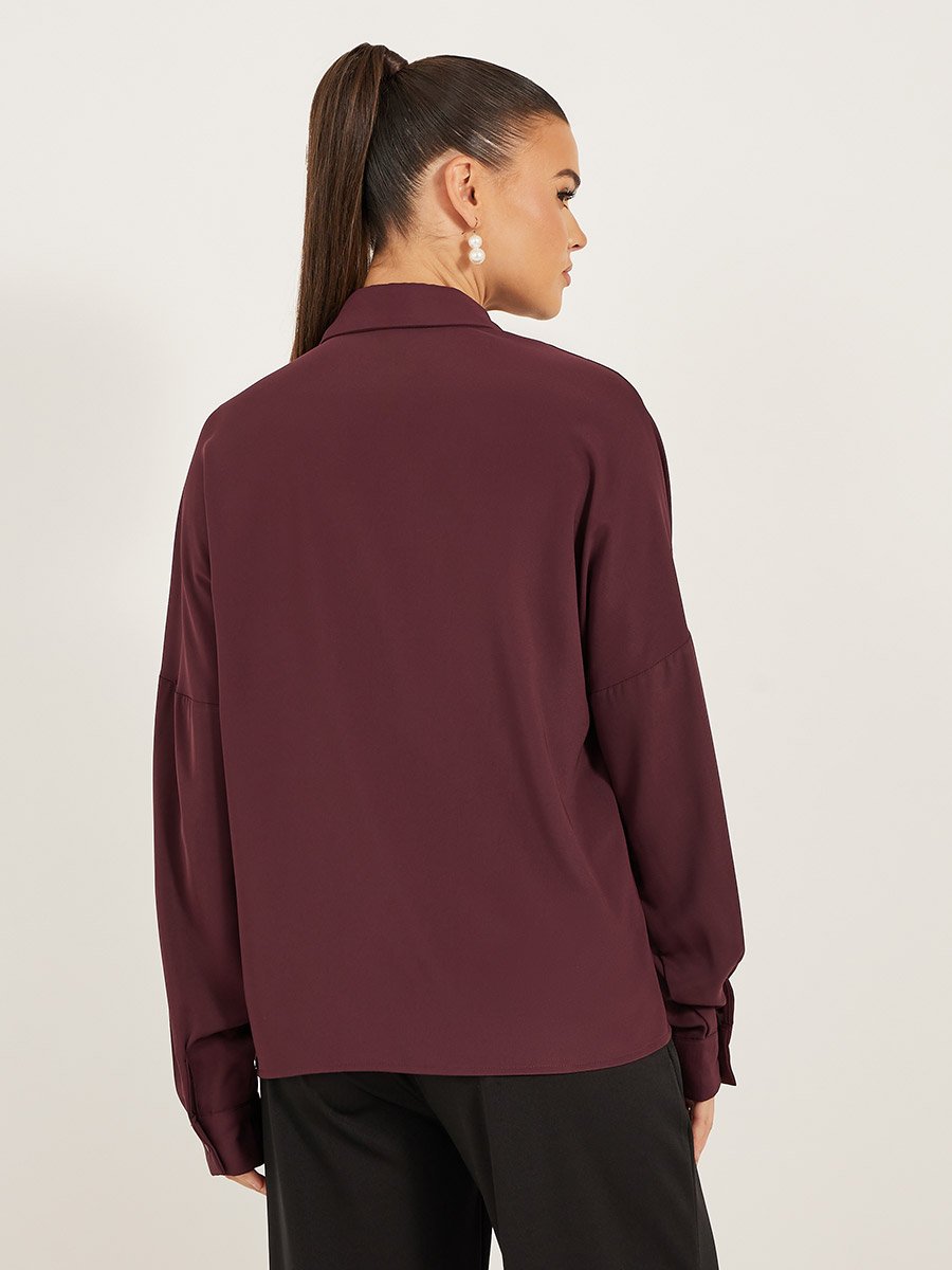Faux Pearl Embellished Long Sleeve Regular Fit Shirt