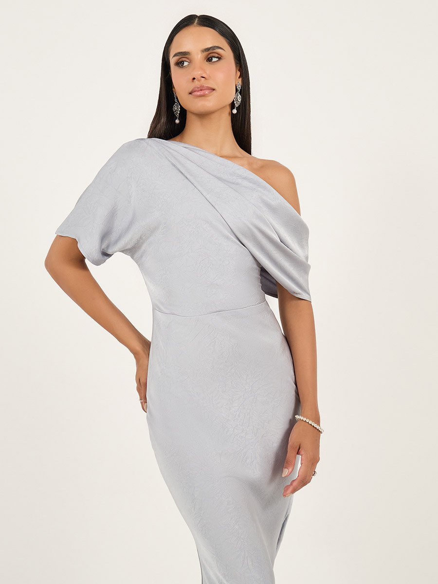Self Design One Sleeve Mermaid Maxi Dress