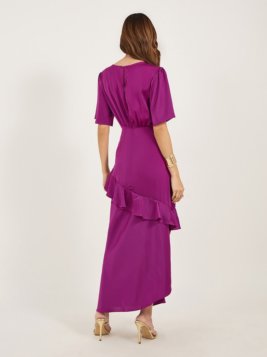 Plain Ruffle Detail A-Line Maxi Dress