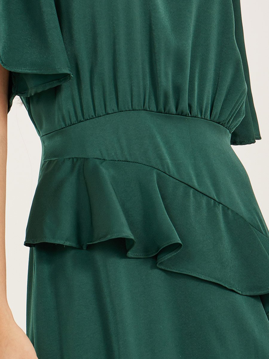 Plain Ruffle Detail A-Line Maxi Dress