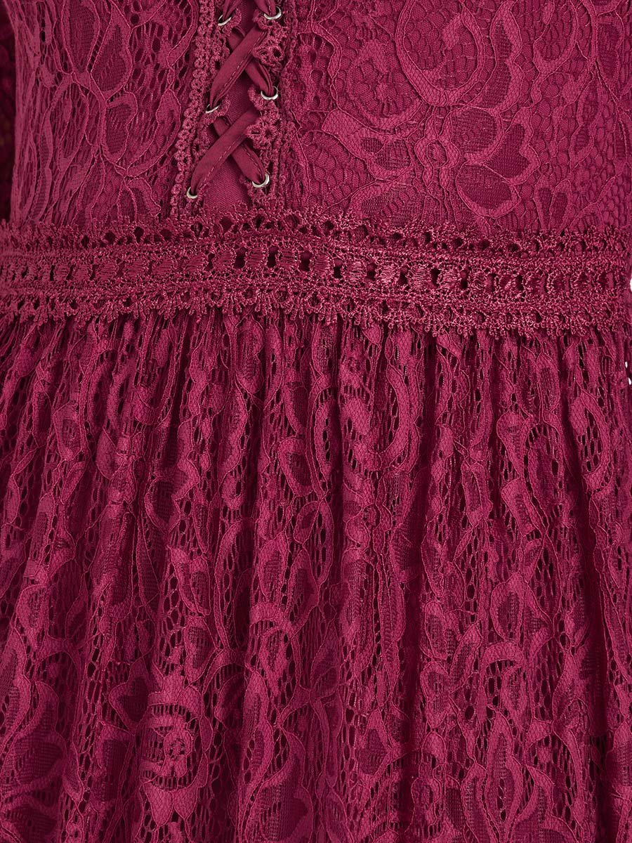 Lace Long Sleeves A-Line Maxi Dress