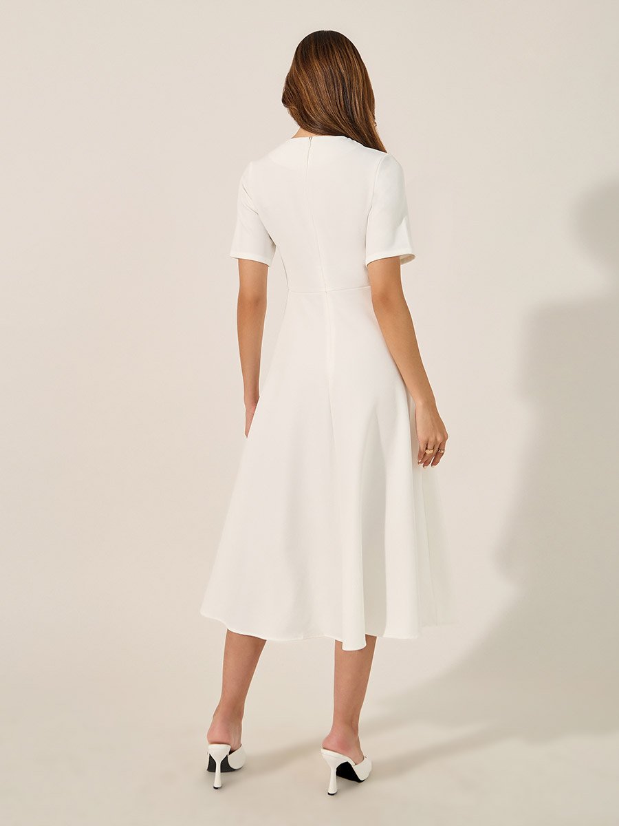 Print Short Sleeves A-Line Midi Dress